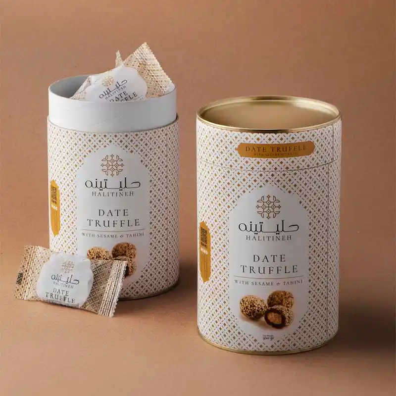 توپک خرمایی مغزدار با ارده و کنجد – بسته کادویی 300 گرمی برند اکسیراژل