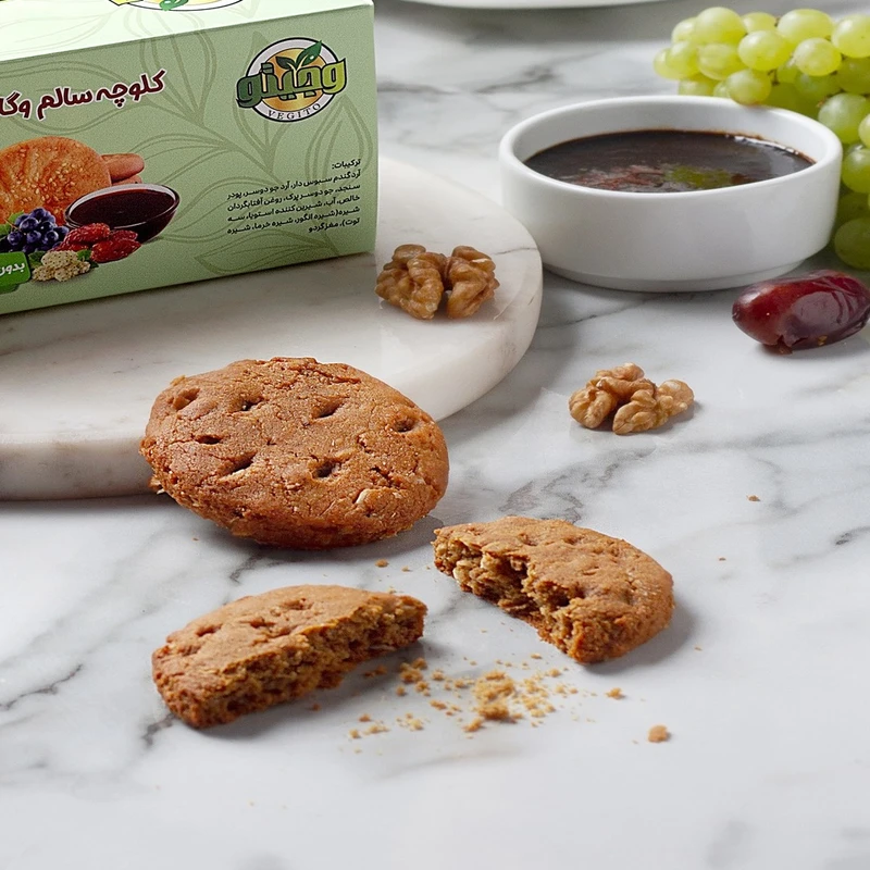 کلوچه سالم و بدون قند وگان استویا سه شیره - ۳۰۰ گرم برند اکسیراژل