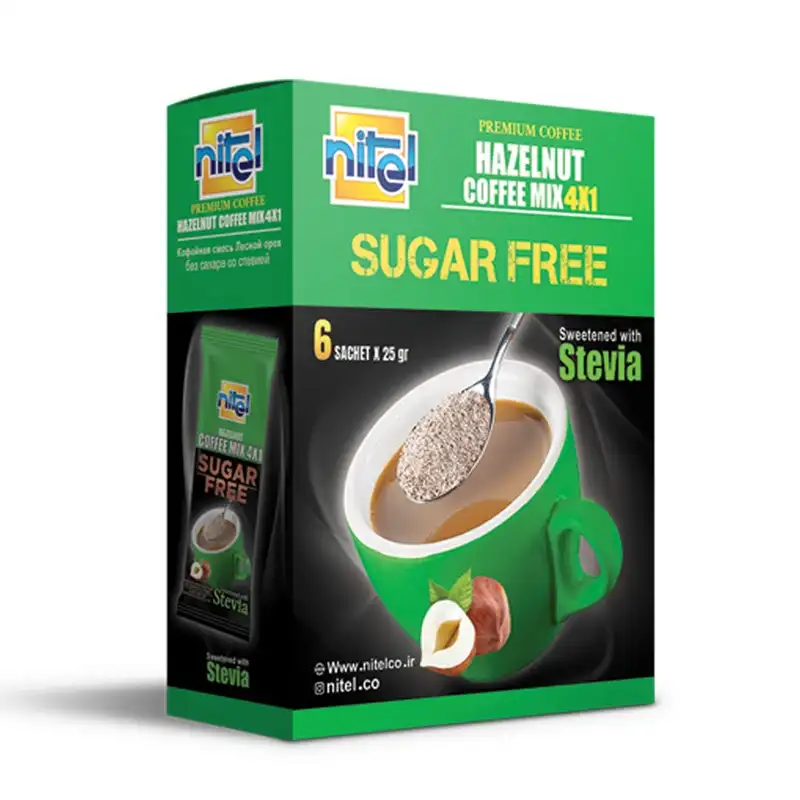 کافی میکس 4 در 1 فندقی رژیمی نی‌تل بسته 6 عددی برند اکسیراژل