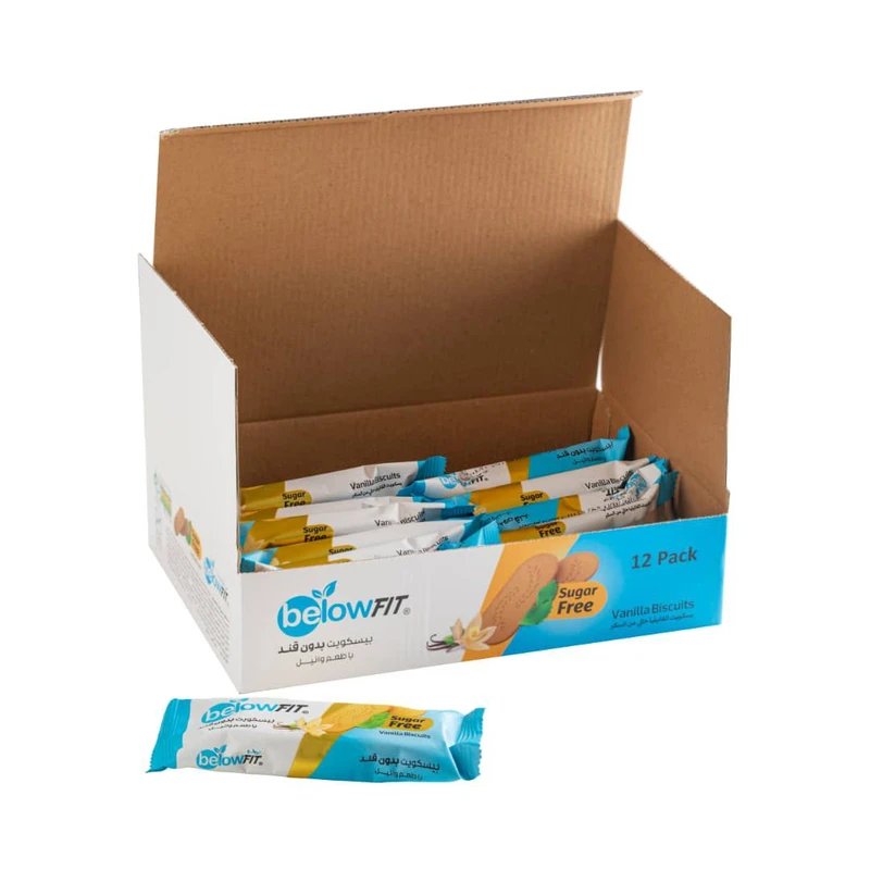 بیسکویت بدون قند وانیلی بیلو | بسته 12 عددی برند اکسیراژل